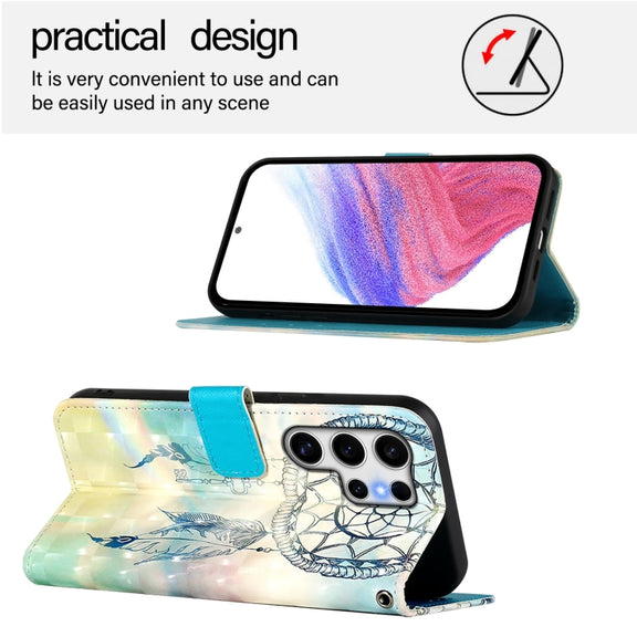 For Samsung Galaxy S25 Ultra 5G 3D Painting Horizontal Flip Leather Phone Case(Dream Wind Chimes)