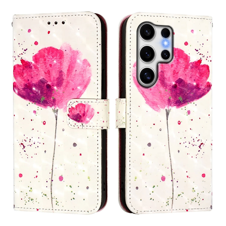 For Samsung Galaxy S25 Ultra 5G 3D Painting Horizontal Flip Leather Phone Case(Flower)