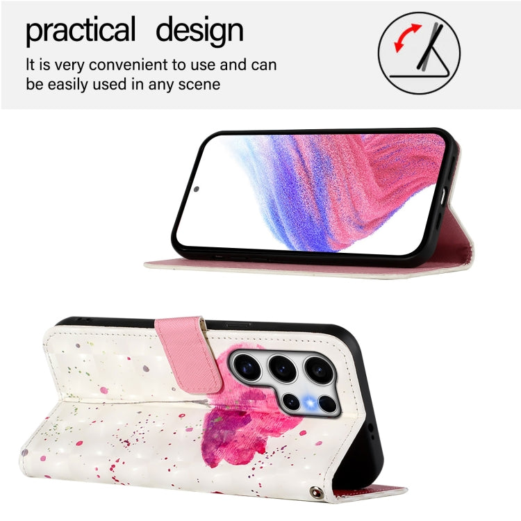 For Samsung Galaxy S25 Ultra 5G 3D Painting Horizontal Flip Leather Phone Case(Flower)