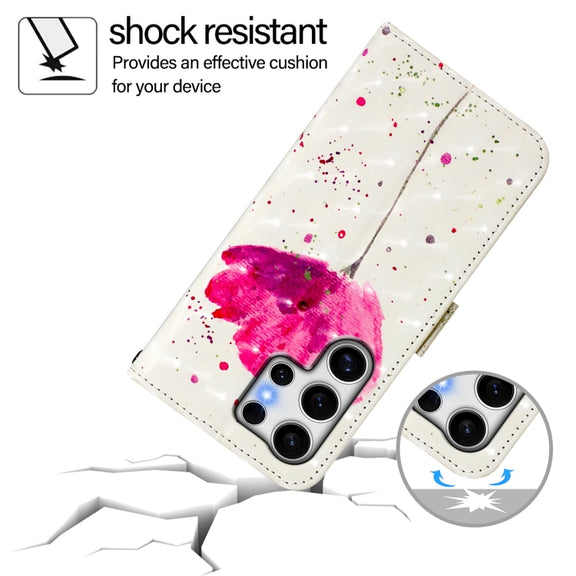 For Samsung Galaxy S25 Ultra 5G 3D Painting Horizontal Flip Leather Phone Case(Flower)