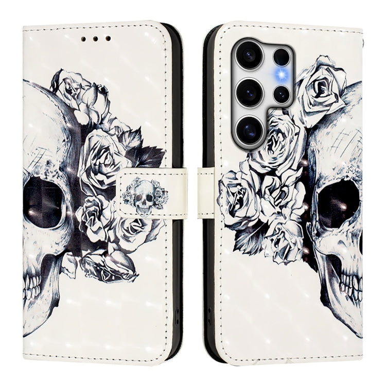 For Samsung Galaxy S25 Ultra 5G 3D Painting Horizontal Flip Leather Phone Case(Skull)