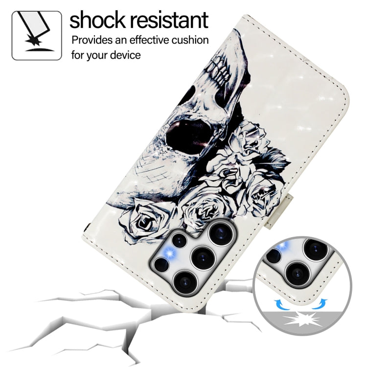 For Samsung Galaxy S25 Ultra 5G 3D Painting Horizontal Flip Leather Phone Case(Skull)