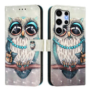 For Samsung Galaxy S25 Ultra 5G 3D Painting Horizontal Flip Leather Phone Case(Grey Owl)