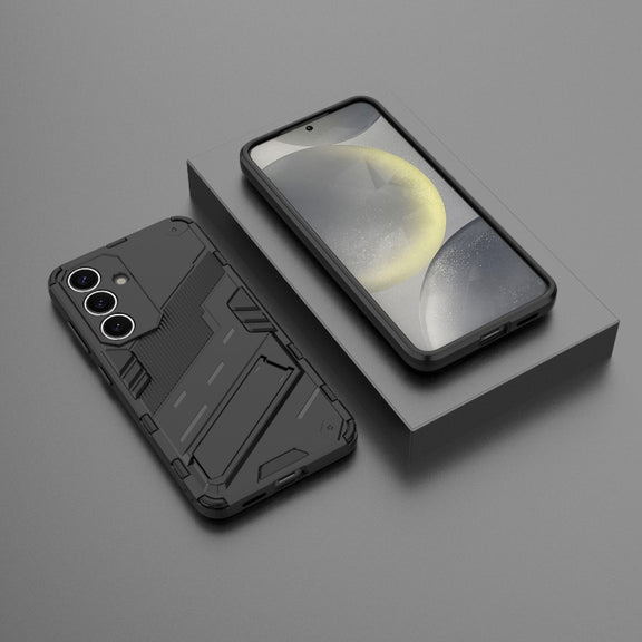 For Samsung Galaxy S25 5G Punk Armor 2 in 1 PC + TPU Shockproof Phone Case with Invisible Holder(Black)