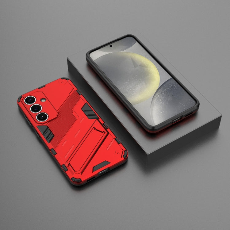 For Samsung Galaxy S25 5G Punk Armor 2 in 1 PC + TPU Shockproof Phone Case with Invisible Holder(Red)