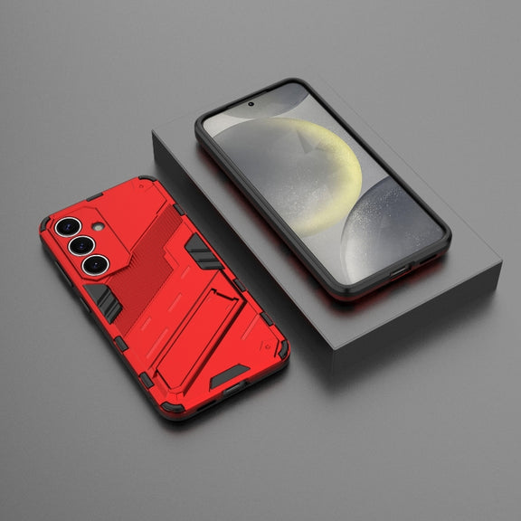 For Samsung Galaxy S25 5G Punk Armor 2 in 1 PC + TPU Shockproof Phone Case with Invisible Holder(Red)