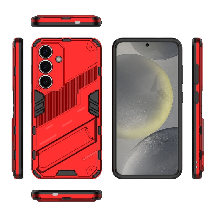 For Samsung Galaxy S25 5G Punk Armor 2 in 1 PC + TPU Shockproof Phone Case with Invisible Holder(Red)