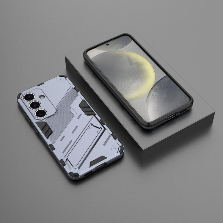 For Samsung Galaxy S25 5G Punk Armor 2 in 1 PC + TPU Shockproof Phone Case with Invisible Holder(Grey)