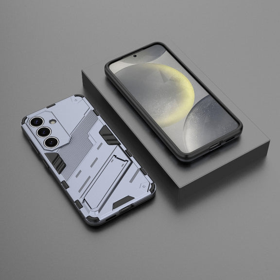 For Samsung Galaxy S25 5G Punk Armor 2 in 1 PC + TPU Shockproof Phone Case with Invisible Holder(Grey)