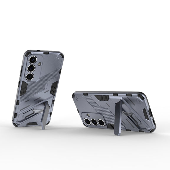 For Samsung Galaxy S25 5G Punk Armor 2 in 1 PC + TPU Shockproof Phone Case with Invisible Holder(Grey)