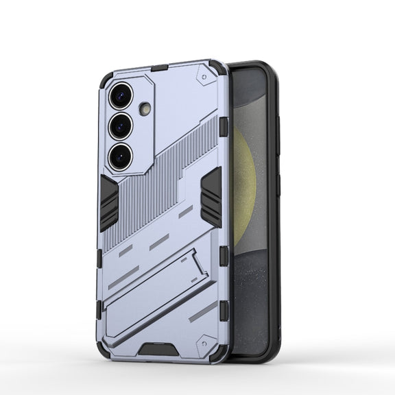 For Samsung Galaxy S25 5G Punk Armor 2 in 1 PC + TPU Shockproof Phone Case with Invisible Holder(Grey)