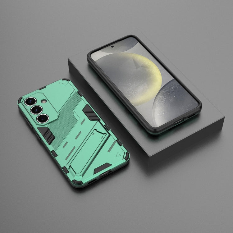 For Samsung Galaxy S25 5G Punk Armor 2 in 1 PC + TPU Shockproof Phone Case with Invisible Holder(Green)