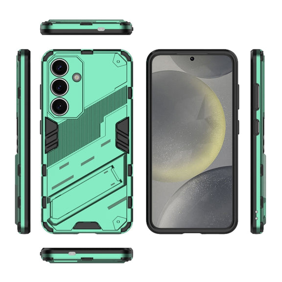 For Samsung Galaxy S25 5G Punk Armor 2 in 1 PC + TPU Shockproof Phone Case with Invisible Holder(Green)