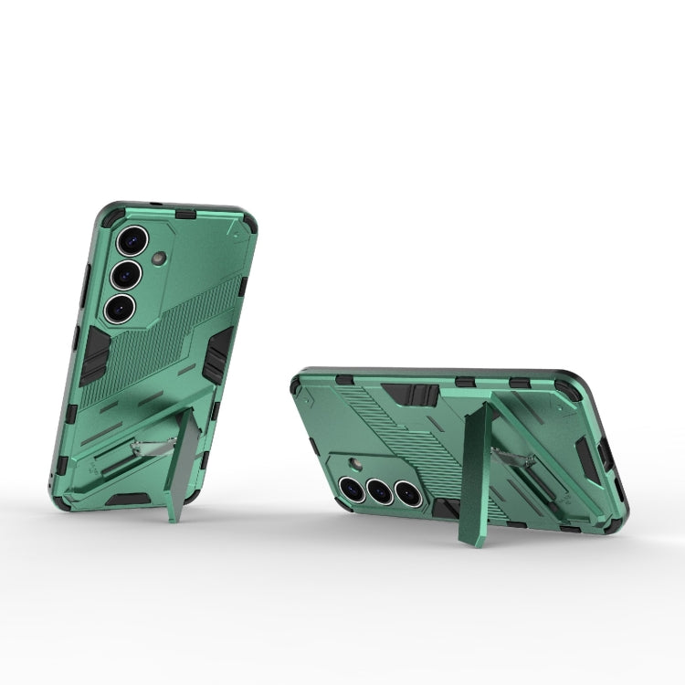 For Samsung Galaxy S25 5G Punk Armor 2 in 1 PC + TPU Shockproof Phone Case with Invisible Holder(Green)