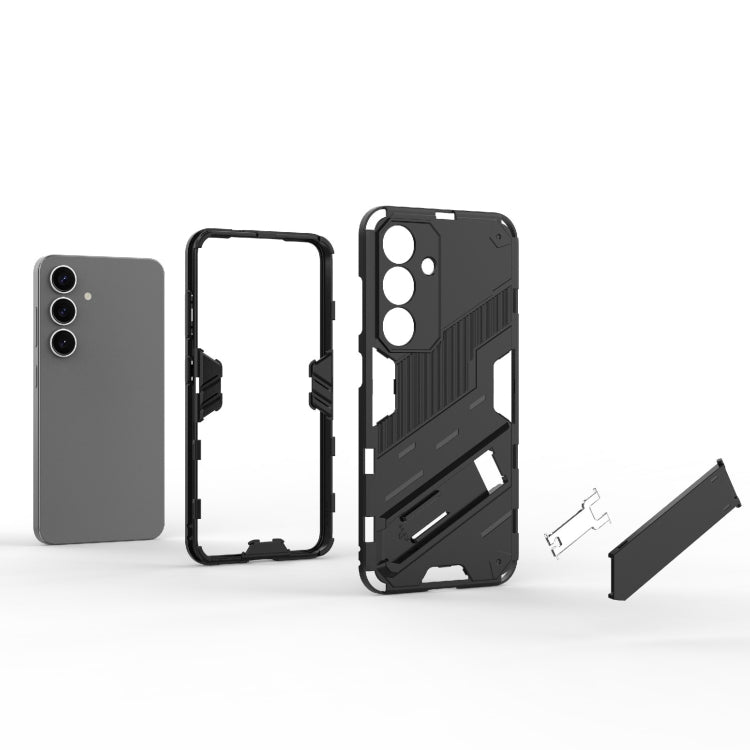 For Samsung Galaxy S25 5G Punk Armor 2 in 1 PC + TPU Shockproof Phone Case with Invisible Holder(Green)