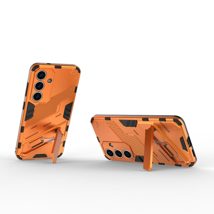 For Samsung Galaxy S25 5G Punk Armor 2 in 1 PC + TPU Shockproof Phone Case with Invisible Holder(Orange)