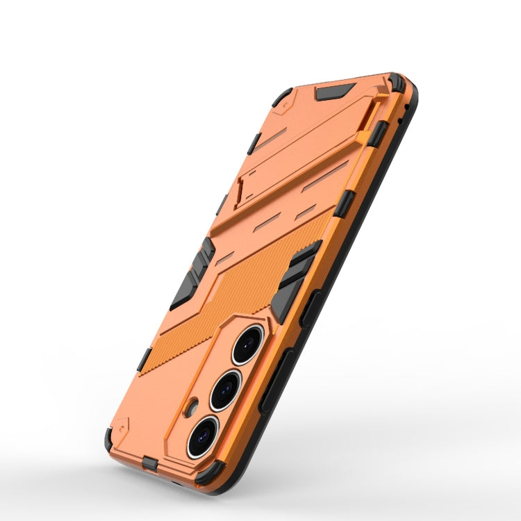 For Samsung Galaxy S25 5G Punk Armor 2 in 1 PC + TPU Shockproof Phone Case with Invisible Holder(Orange)