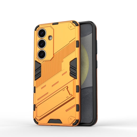 For Samsung Galaxy S25 5G Punk Armor 2 in 1 PC + TPU Shockproof Phone Case with Invisible Holder(Orange)