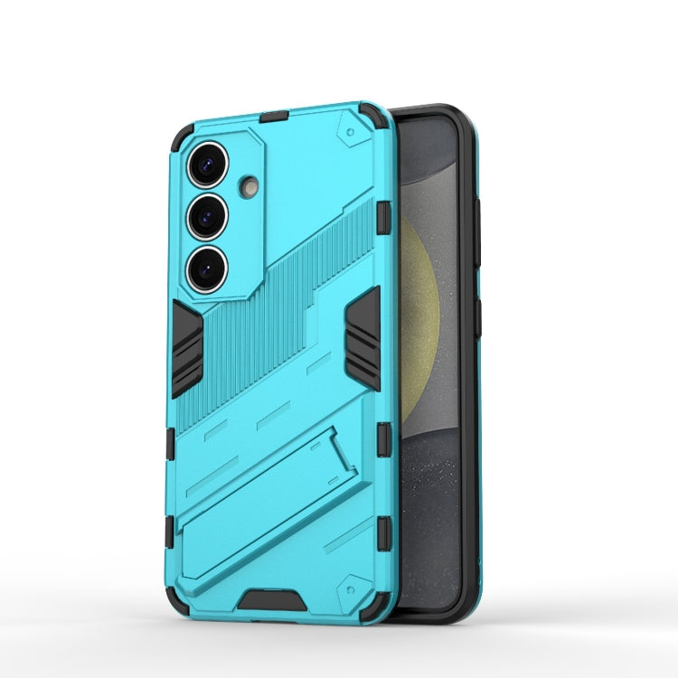 For Samsung Galaxy S25 5G Punk Armor 2 in 1 PC + TPU Shockproof Phone Case with Invisible Holder(Blue)