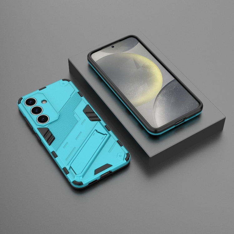 For Samsung Galaxy S25 5G Punk Armor 2 in 1 PC + TPU Shockproof Phone Case with Invisible Holder(Blue)