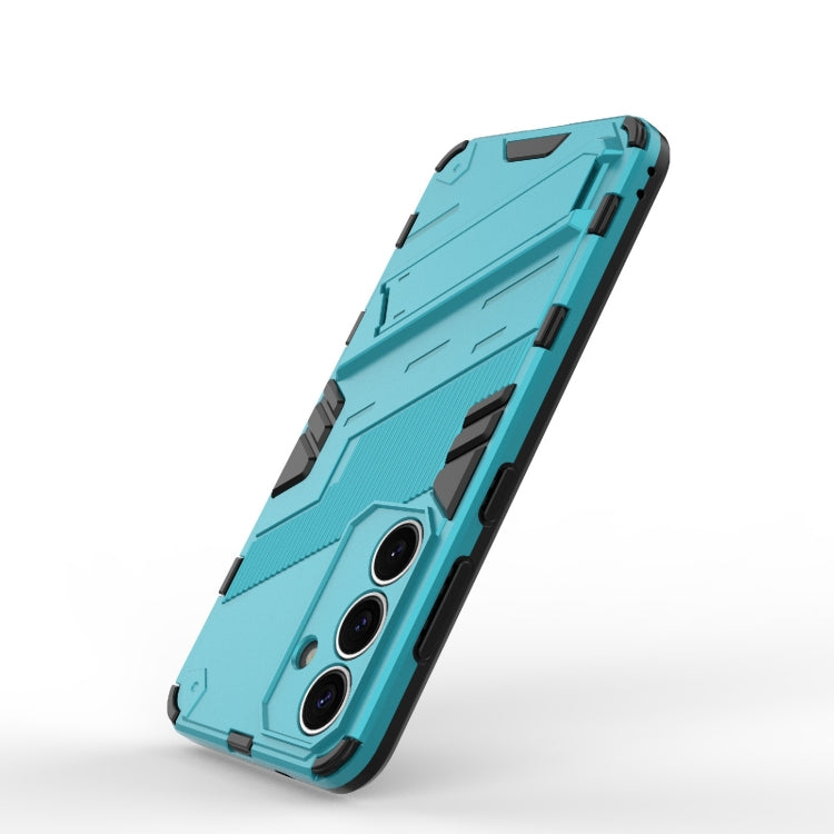 For Samsung Galaxy S25 5G Punk Armor 2 in 1 PC + TPU Shockproof Phone Case with Invisible Holder(Blue)