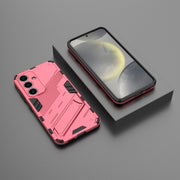 For Samsung Galaxy S25 5G Punk Armor 2 in 1 PC + TPU Shockproof Phone Case with Invisible Holder(Light Red)