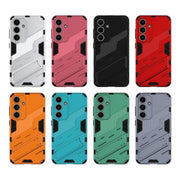 For Samsung Galaxy S25 5G Punk Armor 2 in 1 PC + TPU Shockproof Phone Case with Invisible Holder(Light Red)