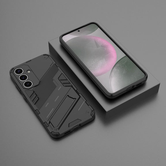 For Samsung Galaxy S25+ 5G Punk Armor 2 in 1 PC + TPU Shockproof Phone Case with Invisible Holder(Black)