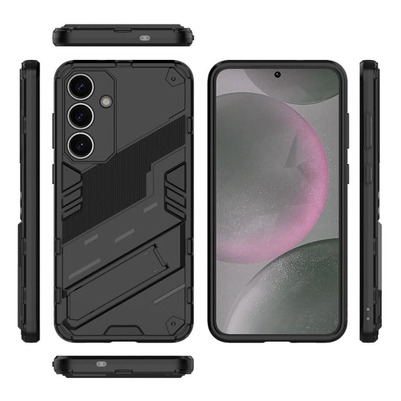 For Samsung Galaxy S25+ 5G Punk Armor 2 in 1 PC + TPU Shockproof Phone Case with Invisible Holder(Black)