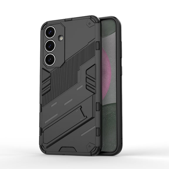 For Samsung Galaxy S25+ 5G Punk Armor 2 in 1 PC + TPU Shockproof Phone Case with Invisible Holder(Black)