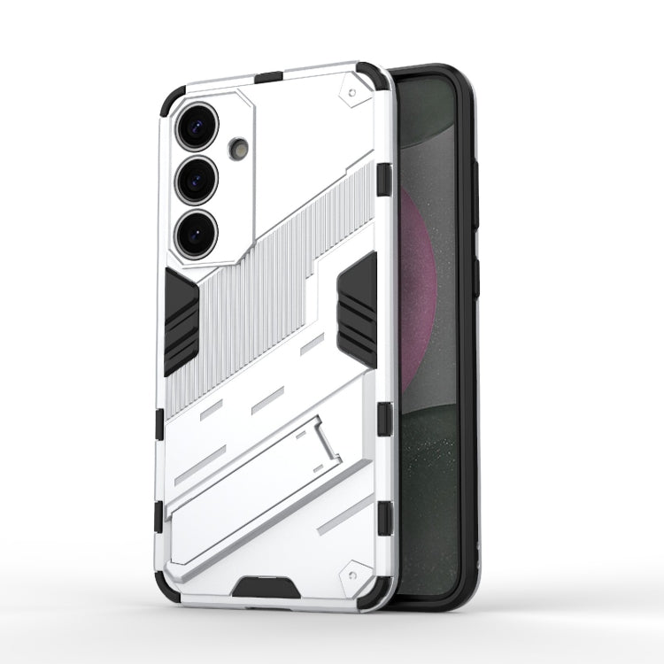 For Samsung Galaxy S25+ 5G Punk Armor 2 in 1 PC + TPU Shockproof Phone Case with Invisible Holder(White)