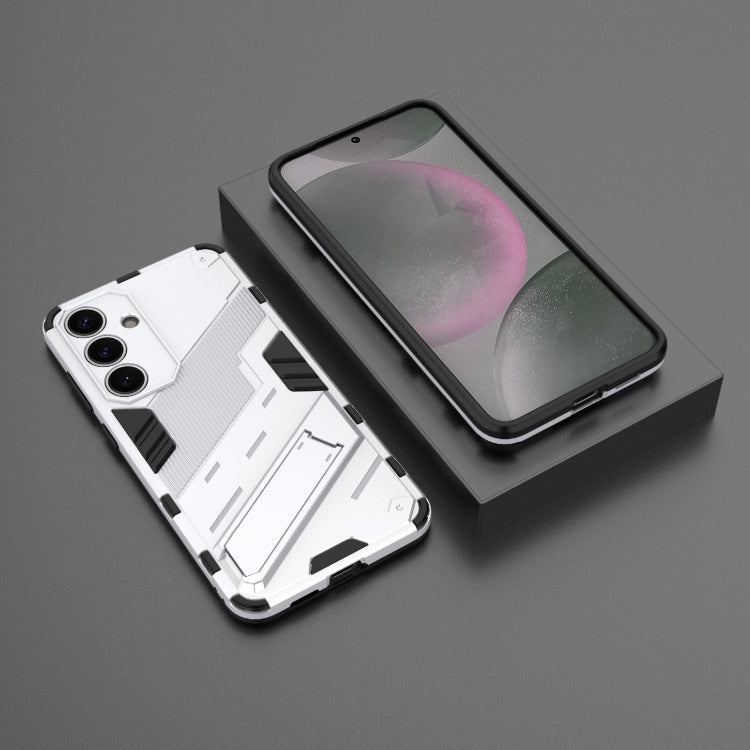 For Samsung Galaxy S25+ 5G Punk Armor 2 in 1 PC + TPU Shockproof Phone Case with Invisible Holder(White)