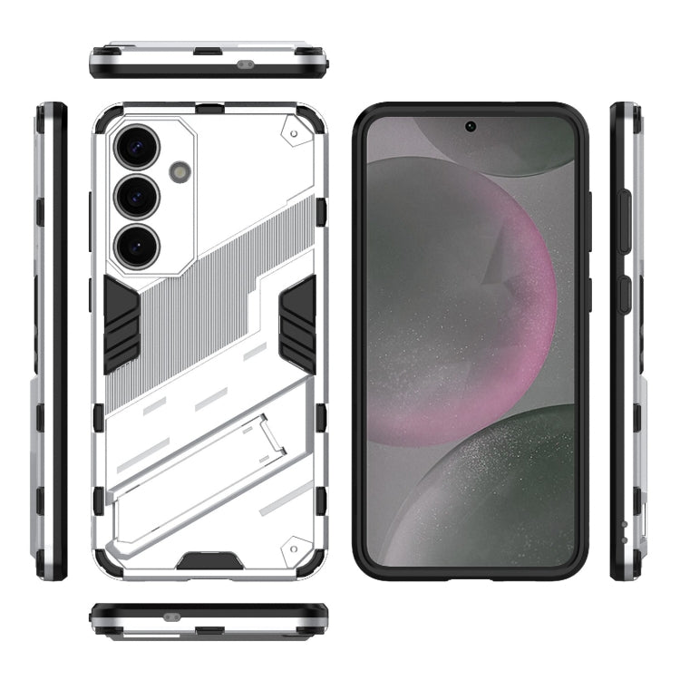For Samsung Galaxy S25+ 5G Punk Armor 2 in 1 PC + TPU Shockproof Phone Case with Invisible Holder(White)
