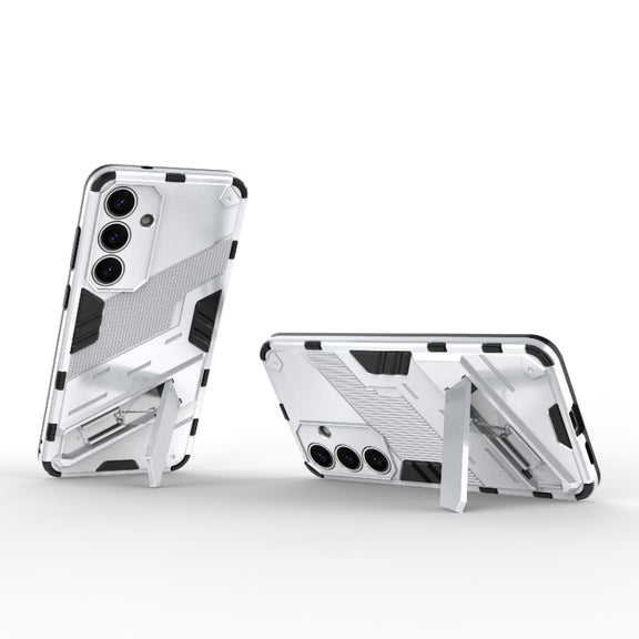 For Samsung Galaxy S25+ 5G Punk Armor 2 in 1 PC + TPU Shockproof Phone Case with Invisible Holder(White)
