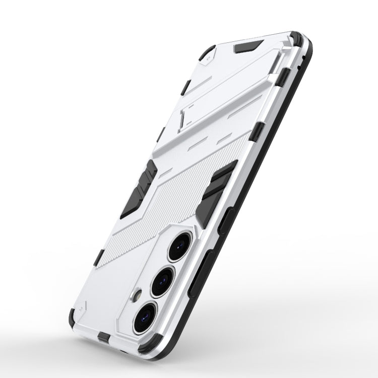 For Samsung Galaxy S25+ 5G Punk Armor 2 in 1 PC + TPU Shockproof Phone Case with Invisible Holder(White)