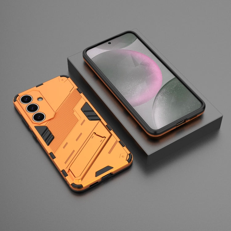 For Samsung Galaxy S25+ 5G Punk Armor 2 in 1 PC + TPU Shockproof Phone Case with Invisible Holder(Orange)
