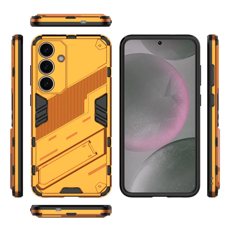 For Samsung Galaxy S25+ 5G Punk Armor 2 in 1 PC + TPU Shockproof Phone Case with Invisible Holder(Orange)
