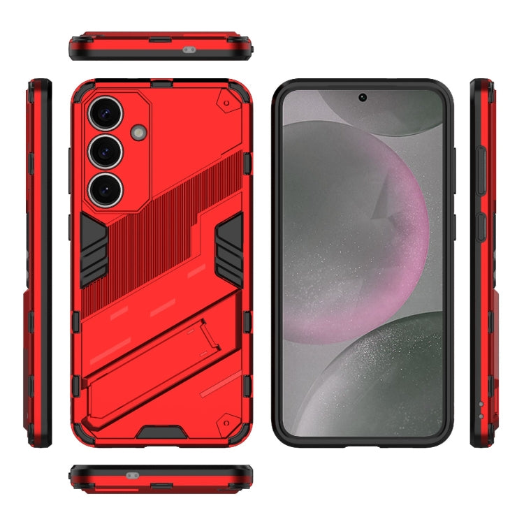 For Samsung Galaxy S25+ 5G Punk Armor 2 in 1 PC + TPU Shockproof Phone Case with Invisible Holder(Light Red)