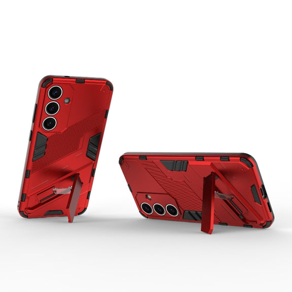 For Samsung Galaxy S25+ 5G Punk Armor 2 in 1 PC + TPU Shockproof Phone Case with Invisible Holder(Light Red)