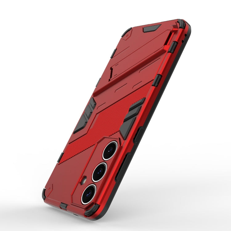 For Samsung Galaxy S25+ 5G Punk Armor 2 in 1 PC + TPU Shockproof Phone Case with Invisible Holder(Light Red)
