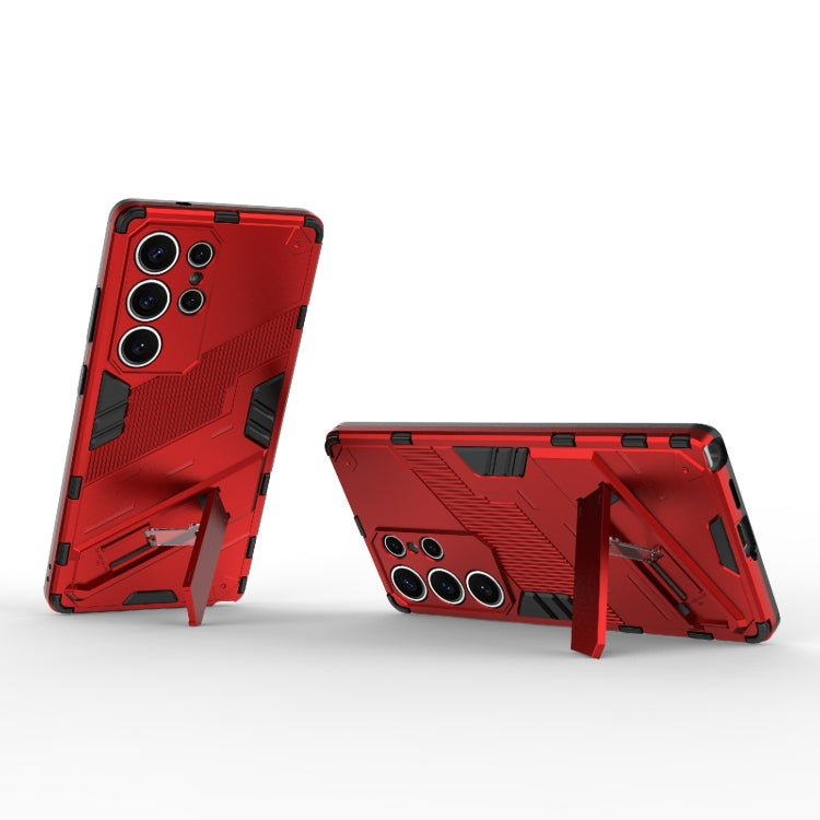 For Samsung Galaxy S25 Ultra 5G Punk Armor 2 in 1 PC + TPU Shockproof Phone Case with Invisible Holder(Red)