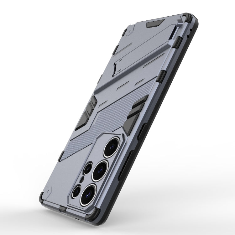 For Samsung Galaxy S25 Ultra 5G Punk Armor 2 in 1 PC + TPU Shockproof Phone Case with Invisible Holder(Grey)