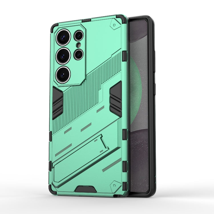 For Samsung Galaxy S25 Ultra 5G Punk Armor 2 in 1 PC + TPU Shockproof Phone Case with Invisible Holder(Green)