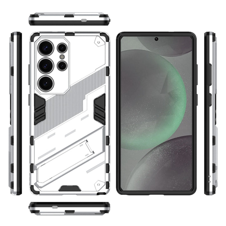 For Samsung Galaxy S25 Ultra 5G Punk Armor 2 in 1 PC + TPU Shockproof Phone Case with Invisible Holder(White)