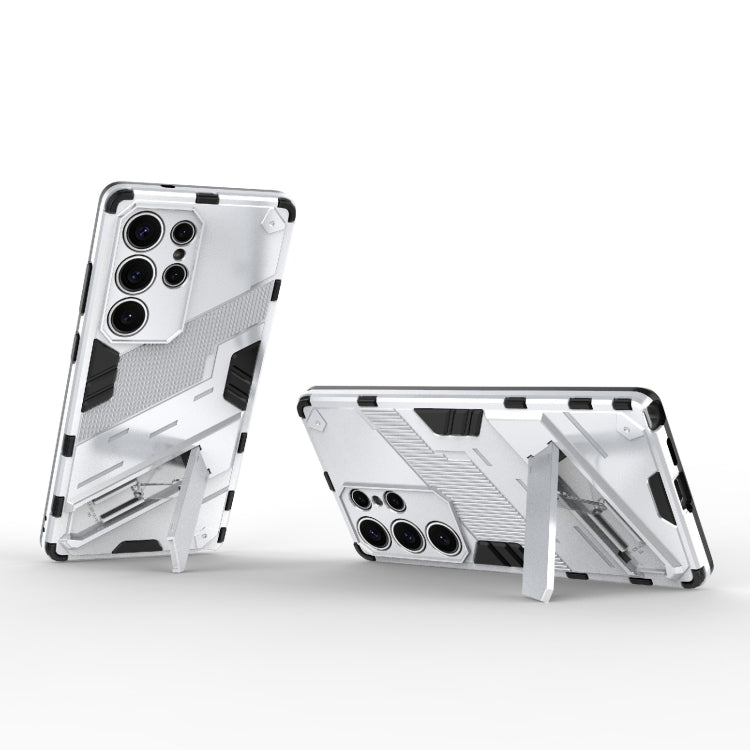 For Samsung Galaxy S25 Ultra 5G Punk Armor 2 in 1 PC + TPU Shockproof Phone Case with Invisible Holder(White)