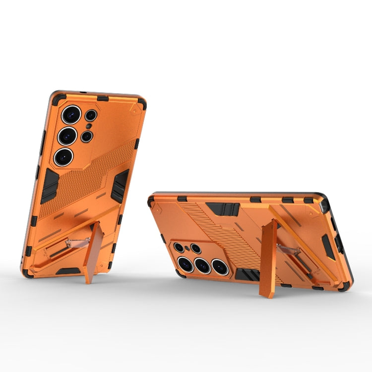 For Samsung Galaxy S25 Ultra 5G Punk Armor 2 in 1 PC + TPU Shockproof Phone Case with Invisible Holder(Orange)