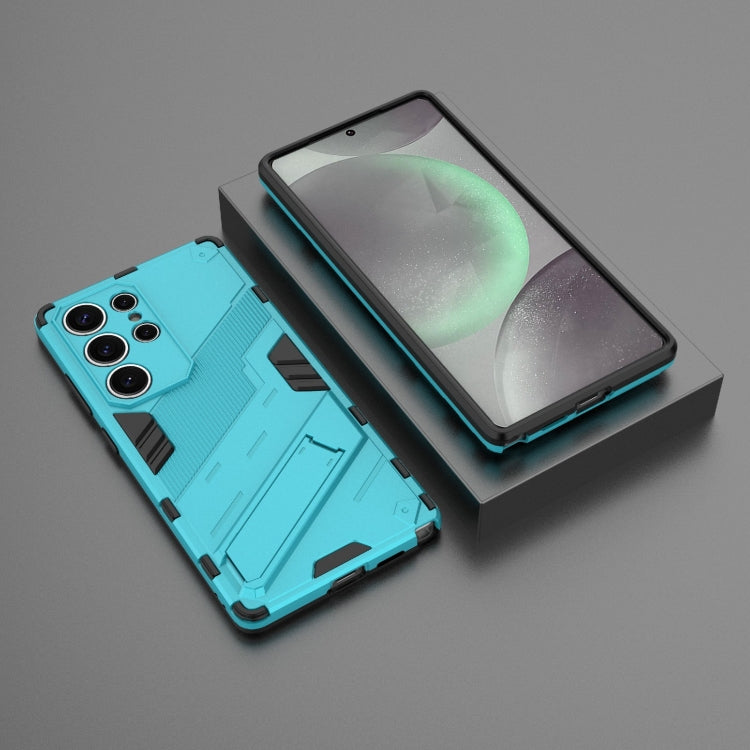 For Samsung Galaxy S25 Ultra 5G Punk Armor 2 in 1 PC + TPU Shockproof Phone Case with Invisible Holder(Blue)