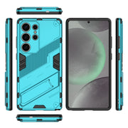 For Samsung Galaxy S25 Ultra 5G Punk Armor 2 in 1 PC + TPU Shockproof Phone Case with Invisible Holder(Blue)