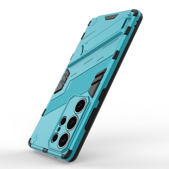 For Samsung Galaxy S25 Ultra 5G Punk Armor 2 in 1 PC + TPU Shockproof Phone Case with Invisible Holder(Blue)