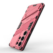 For Samsung Galaxy S25 Ultra 5G Punk Armor 2 in 1 PC + TPU Shockproof Phone Case with Invisible Holder(Light Red)